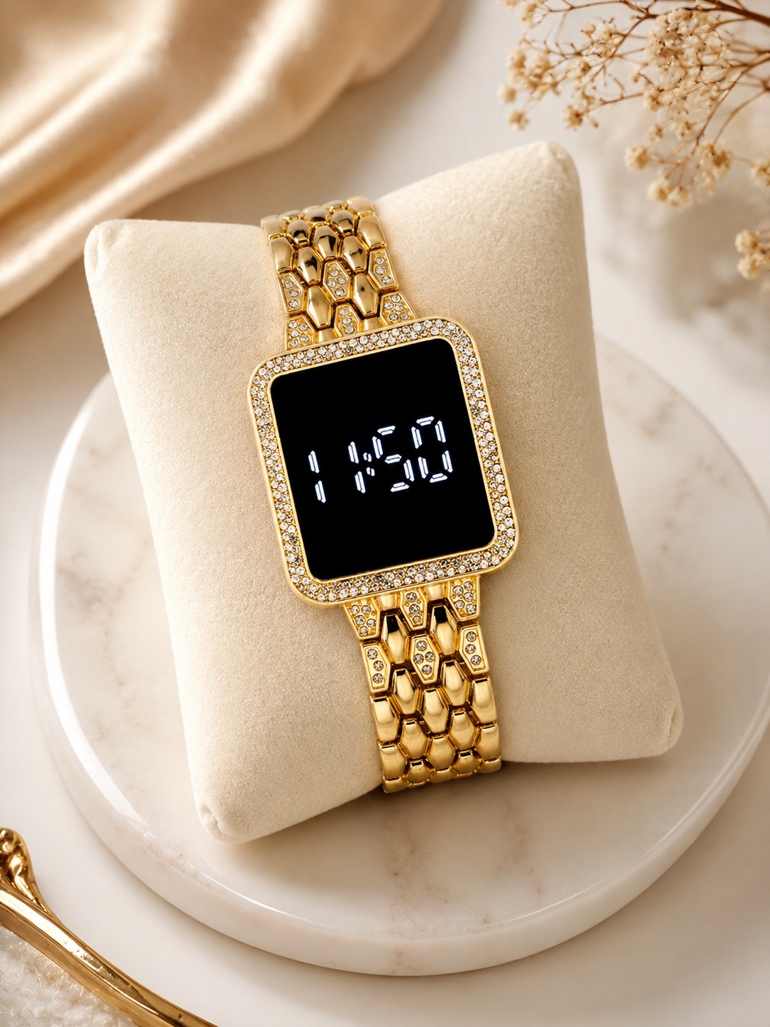 Moon Dream – Montre Digitale Femme Strass | Écran Tactile LED Bracelet Acier