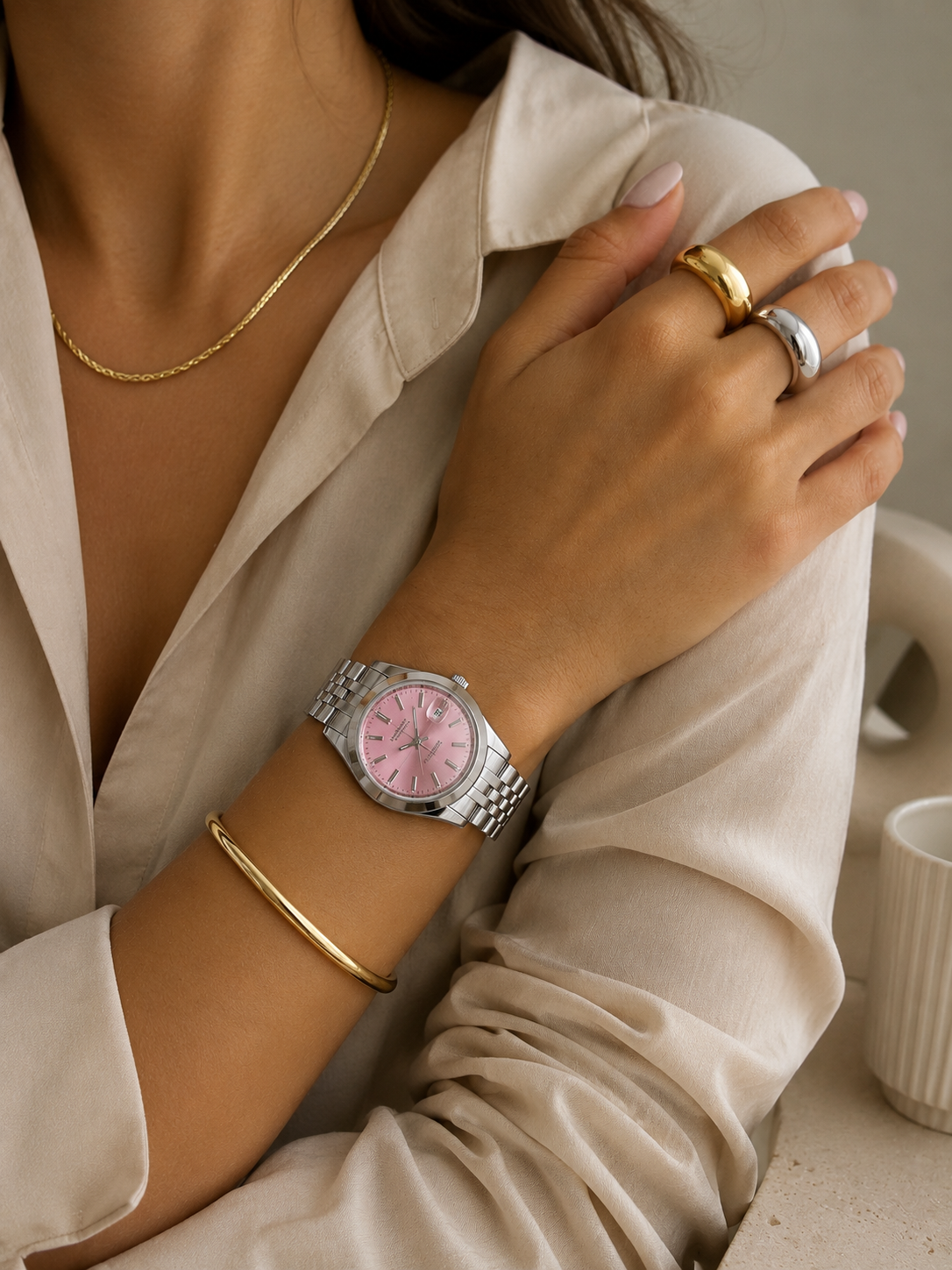 Moon Dream – Montre Femme 28mm Tourbillon | Mécanique Automatique, Acier Doré Rose