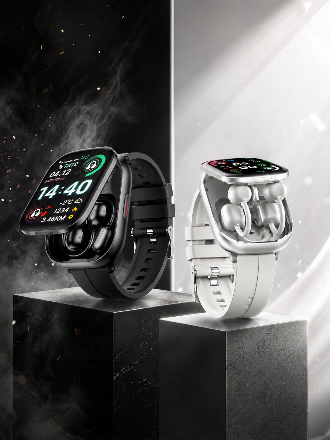 Moon Dream – Montre Connectée 2-en-1 + Écouteurs Open-Back | Écran HD 2,01", Appel Bluetooth, 15 Jours