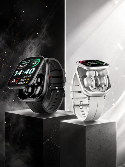 Moon Dream – Montre Connectée 2-en-1 + Écouteurs Open-Back | Écran HD 2,01", Appel Bluetooth, 15 Jours