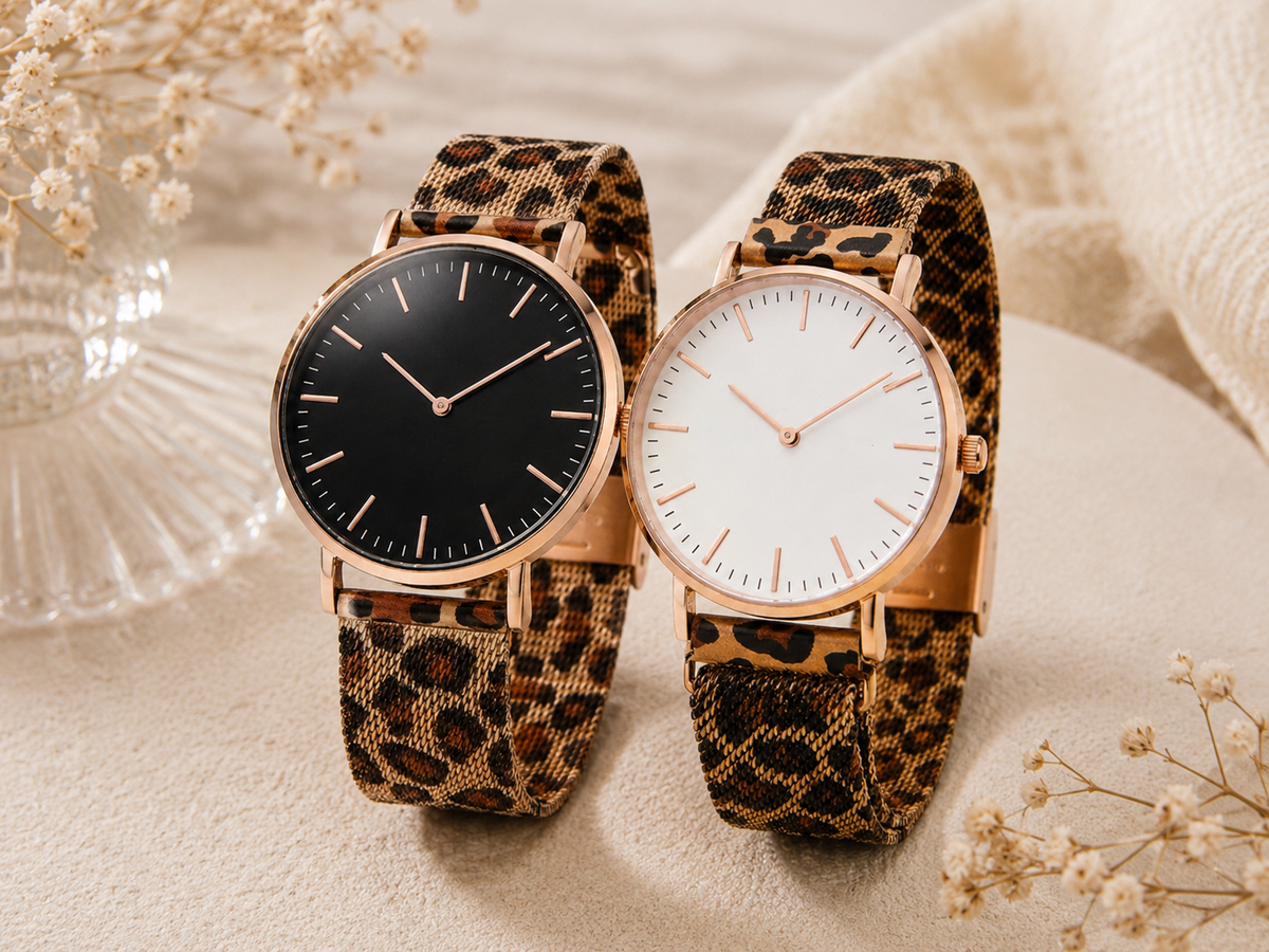 Moon Dream | Montre Ultra-Fine Femme — Bracelet Maille Léopard Quartz Minimaliste Luxe