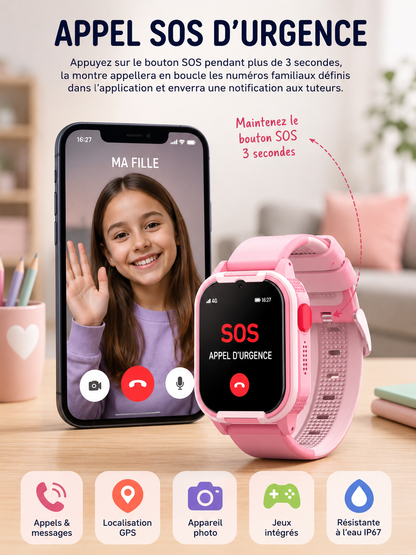 Moon Dream – Montre Connectée Enfant 4G | Fréquence Cardiaque, SpO2, GPS & Appel Vidéo CT24