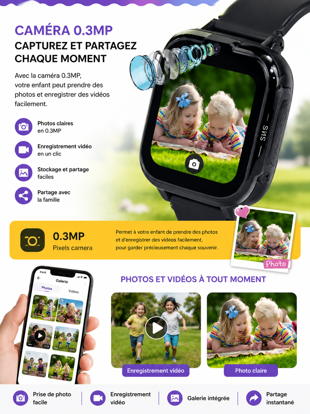 Moon Dream – Montre Connectée Enfant 4G | Batterie 700 mAh, GPS, Appel Vidéo & 7 Jeux Offerts