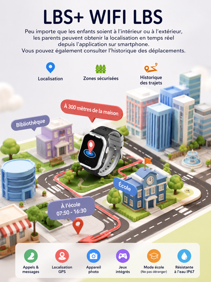 Moon Dream – Montre Connectée Enfant 4G | Fréquence Cardiaque, SpO2, GPS & Appel Vidéo CT24