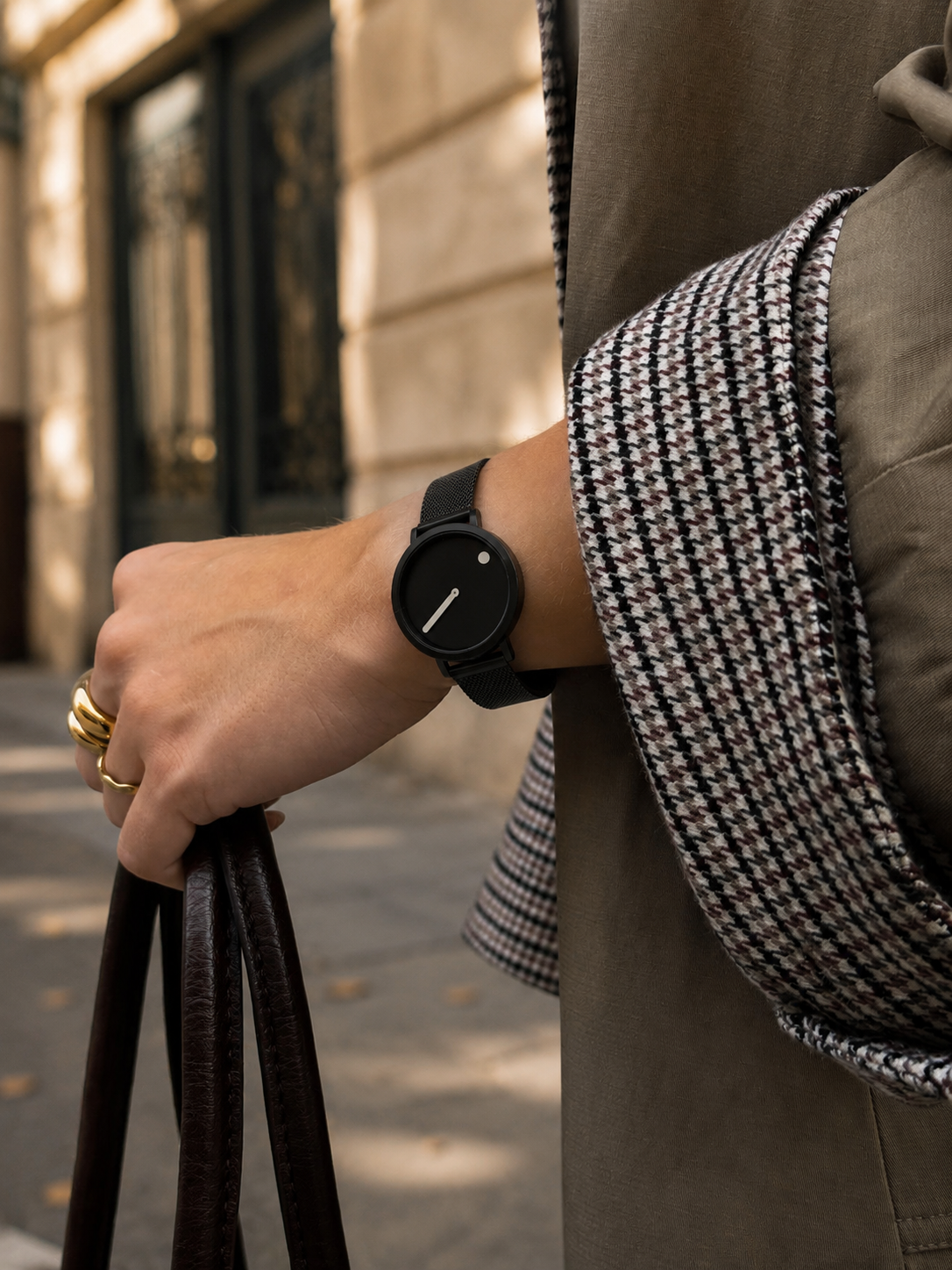 Montre Minimaliste Cadran Dot – Bracelet Acier Mixte | Moon Dream