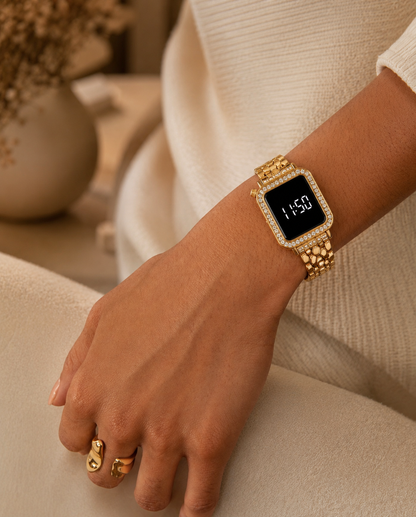 Moon Dream – Montre Digitale Femme Strass | Écran Tactile LED Bracelet Acier