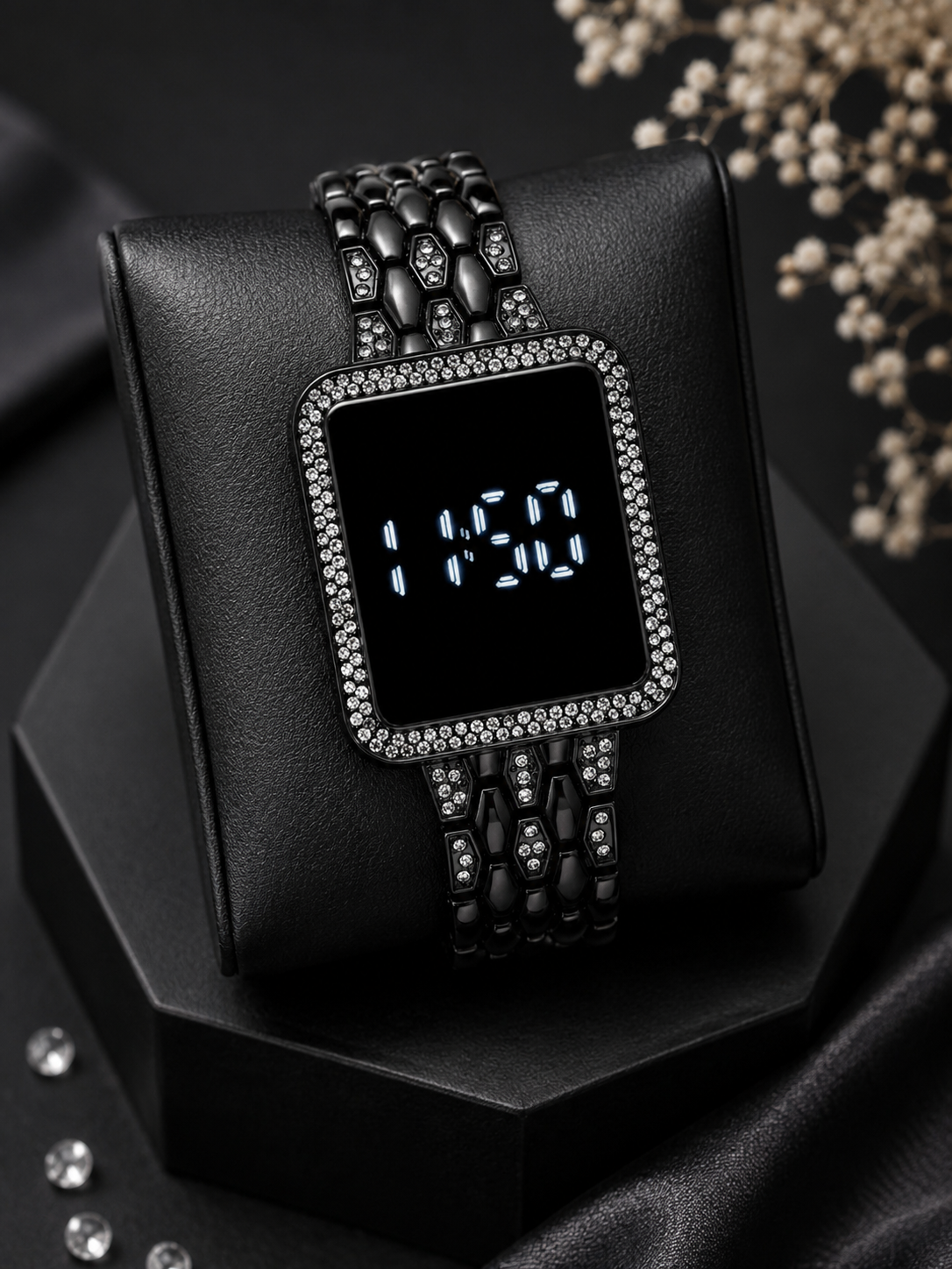 Moon Dream – Montre Digitale Femme Strass | Écran Tactile LED Bracelet Acier