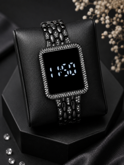 Moon Dream – Montre Digitale Femme Strass | Écran Tactile LED Bracelet Acier