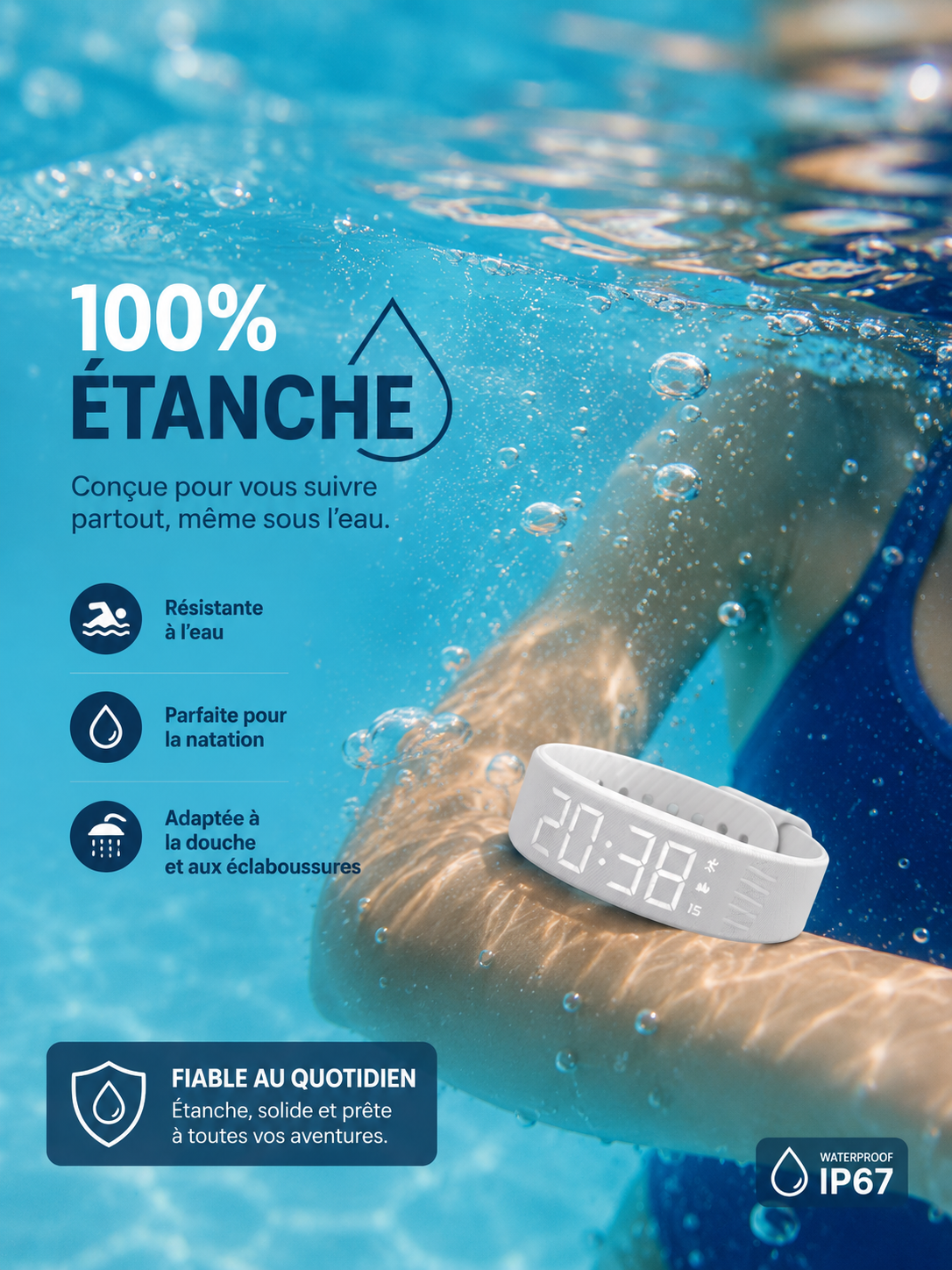 Moon Dream – Bracelet Alarme Vibrant Enfant & Ado | Réveil Silicone, Suivi Sommeil, 9 Coloris