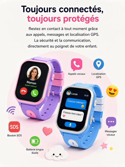 Moon Dream – Montre Connectée Enfant 4G | Grand Écran 2” IPS, GPS, Appel Vidéo & IP67