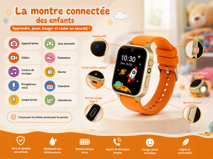 Moon Dream – Montre Connectée Enfant 5-12 Ans | 26 Jeux, Appareil Photo & MP3