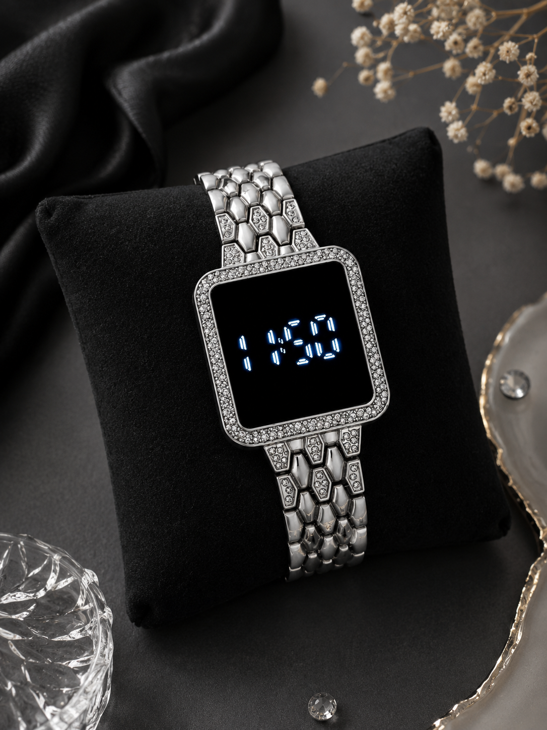 Moon Dream – Montre Digitale Femme Strass | Écran Tactile LED Bracelet Acier