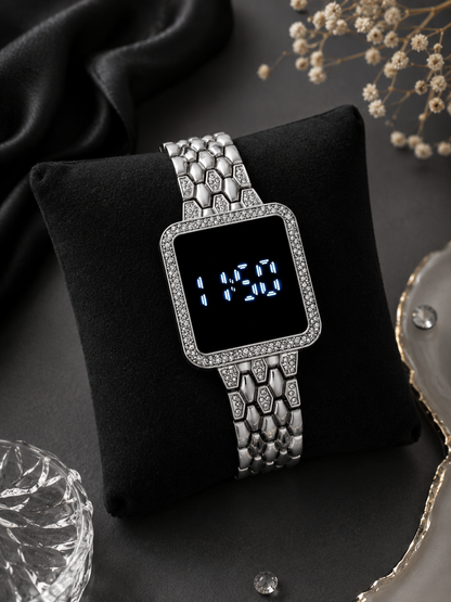 Moon Dream – Montre Digitale Femme Strass | Écran Tactile LED Bracelet Acier