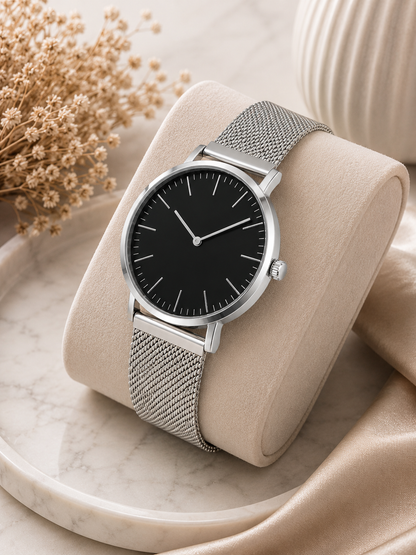 Moon Dream | Montre Ultra-Fine Femme — Bracelet Maille Léopard Quartz Minimaliste Luxe