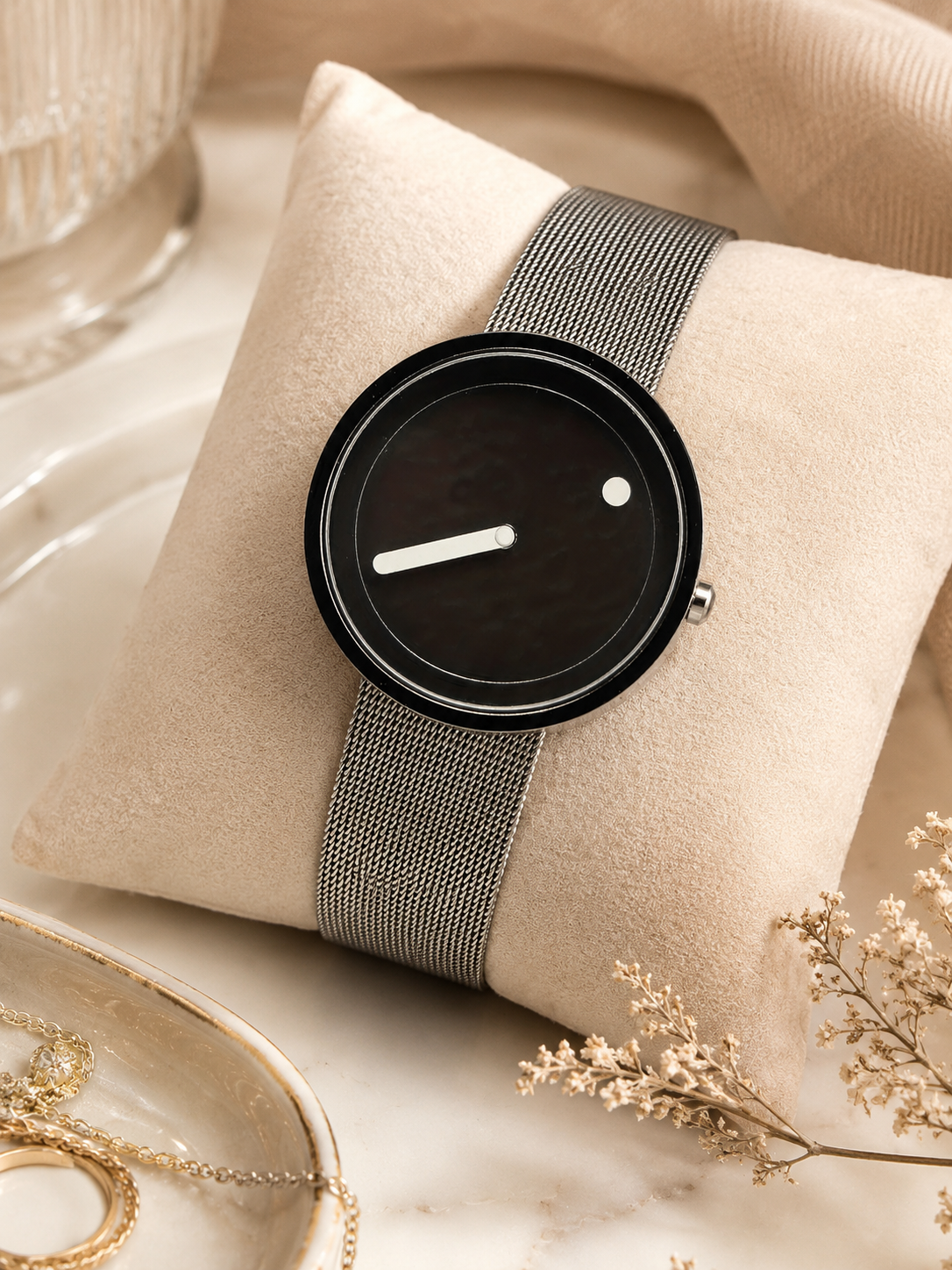 Montre Minimaliste Cadran Dot – Bracelet Acier Mixte | Moon Dream