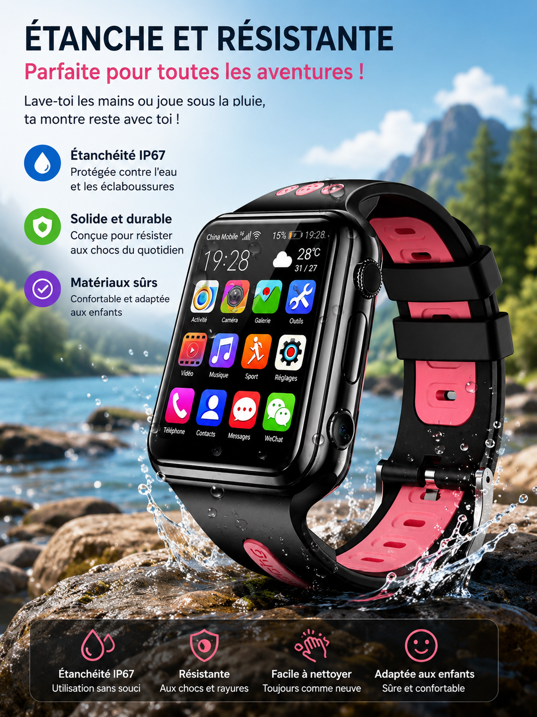 Moon Dream Smartwatch 4G GPS – Montre Connectée Étudiante & Enfant