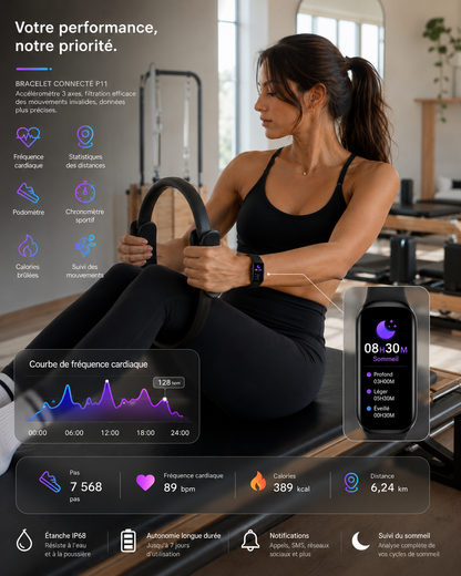 Moon Dream – Bracelet Connecté Santé ECG+PPG | Fréquence Cardiaque, Tension & SpO2