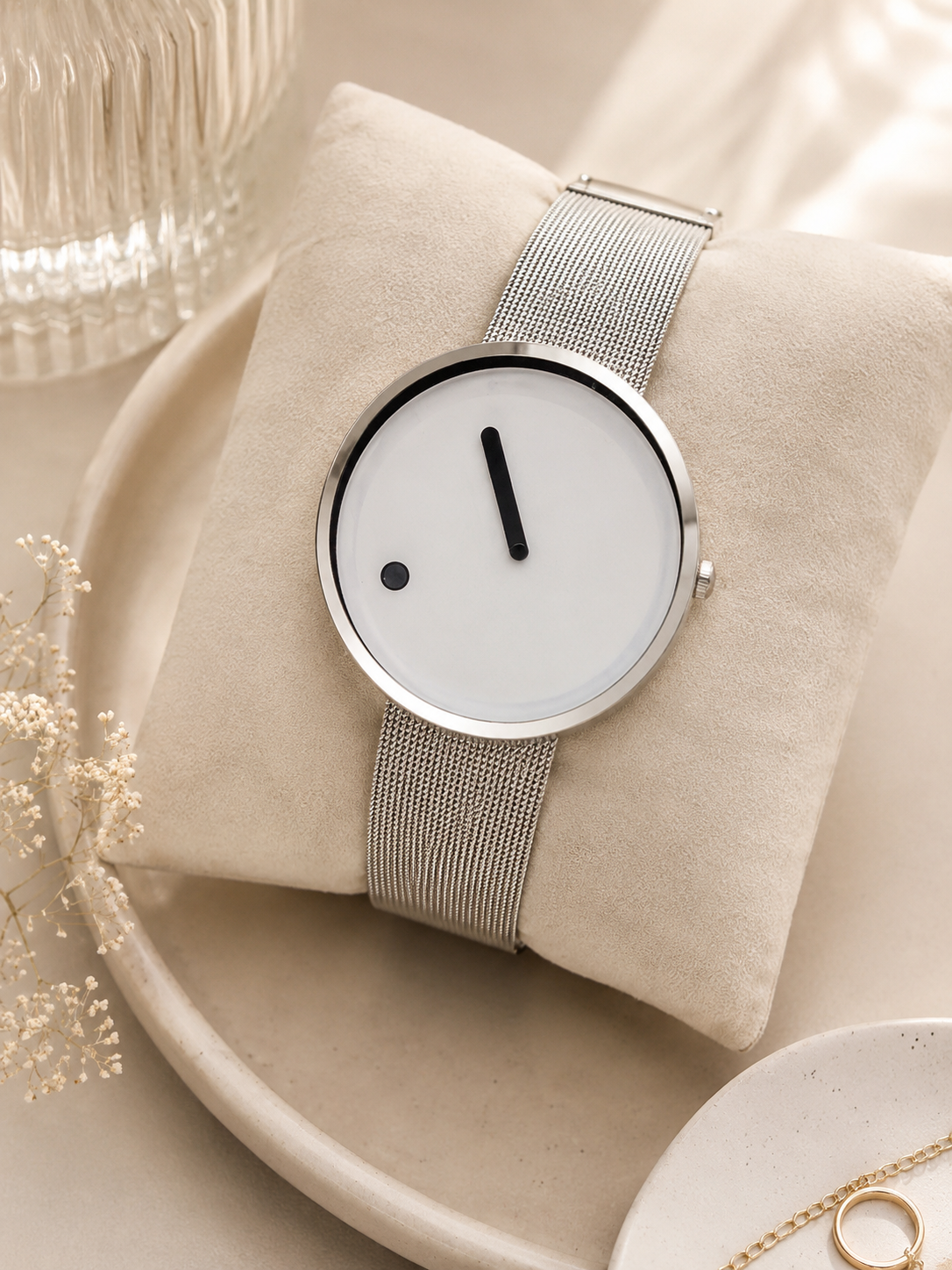 Montre Minimaliste Cadran Dot – Bracelet Acier Mixte | Moon Dream