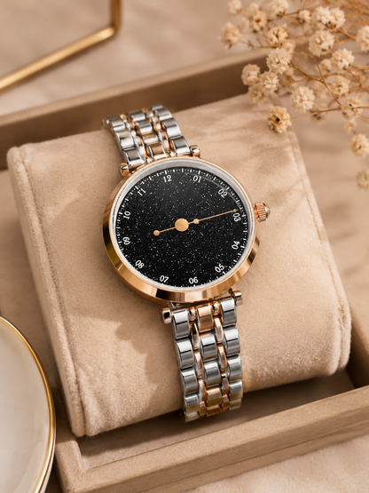 Moon Dream – Montre Femme Cadran Ciel Étoilé | Quartz Japonais, Bracelet Acier Luxe