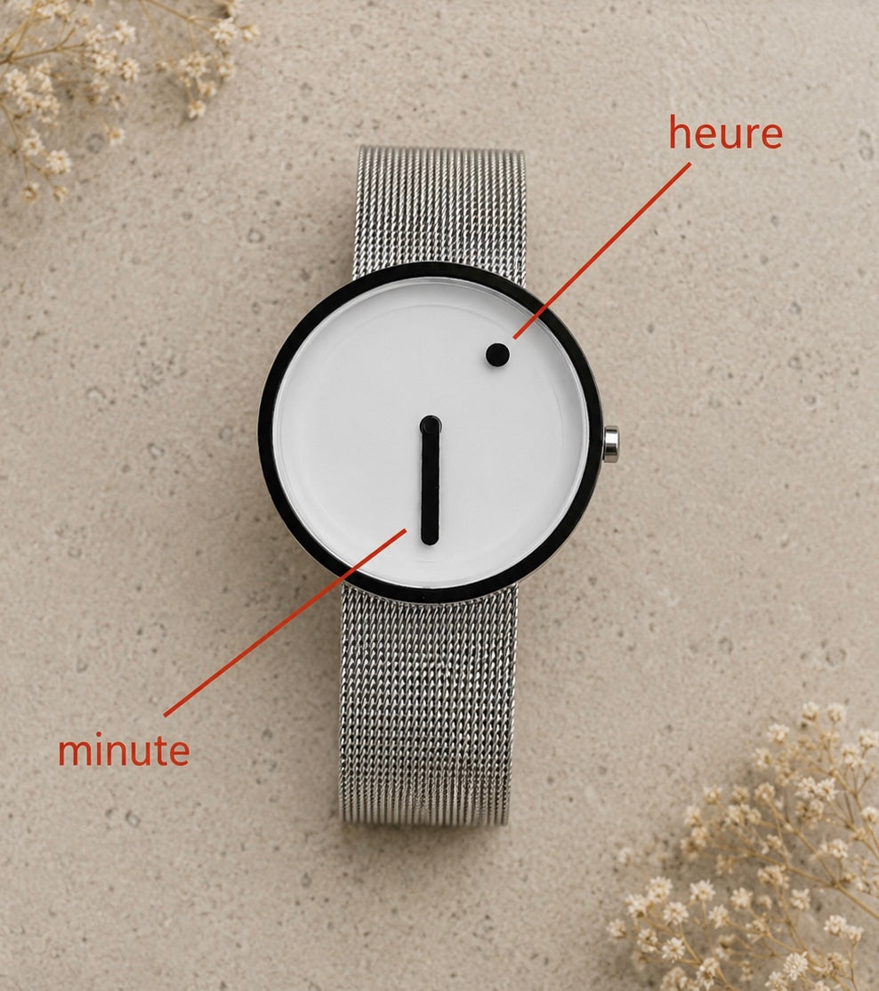 Montre Minimaliste Cadran Dot – Bracelet Acier Mixte | Moon Dream