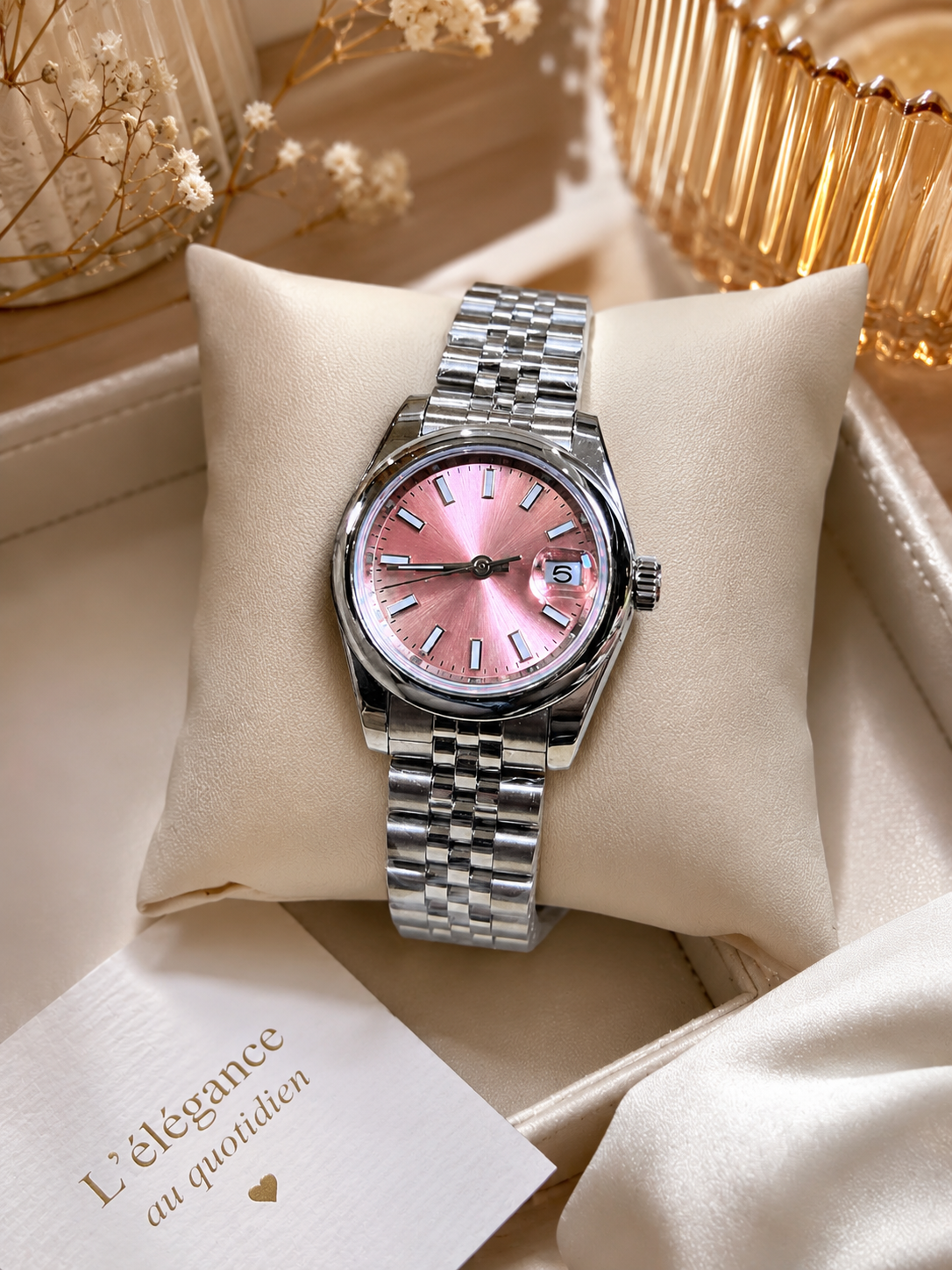 Moon Dream – Montre Femme 28mm Tourbillon | Mécanique Automatique, Acier Doré Rose