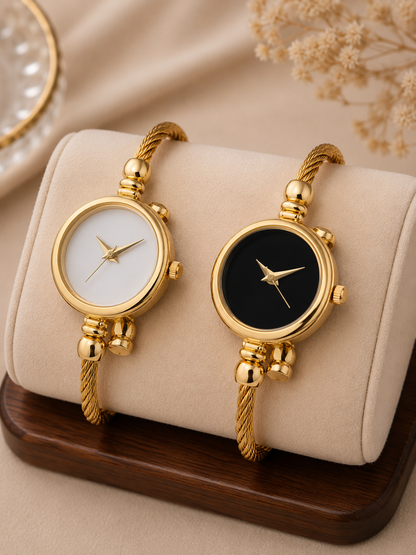 Moon Dream – Coffret Duo Montres Femme Bracelet Doré | Quartz Élégant
