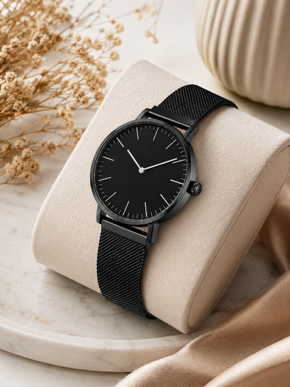 Moon Dream | Montre Ultra-Fine Femme — Bracelet Maille Léopard Quartz Minimaliste Luxe