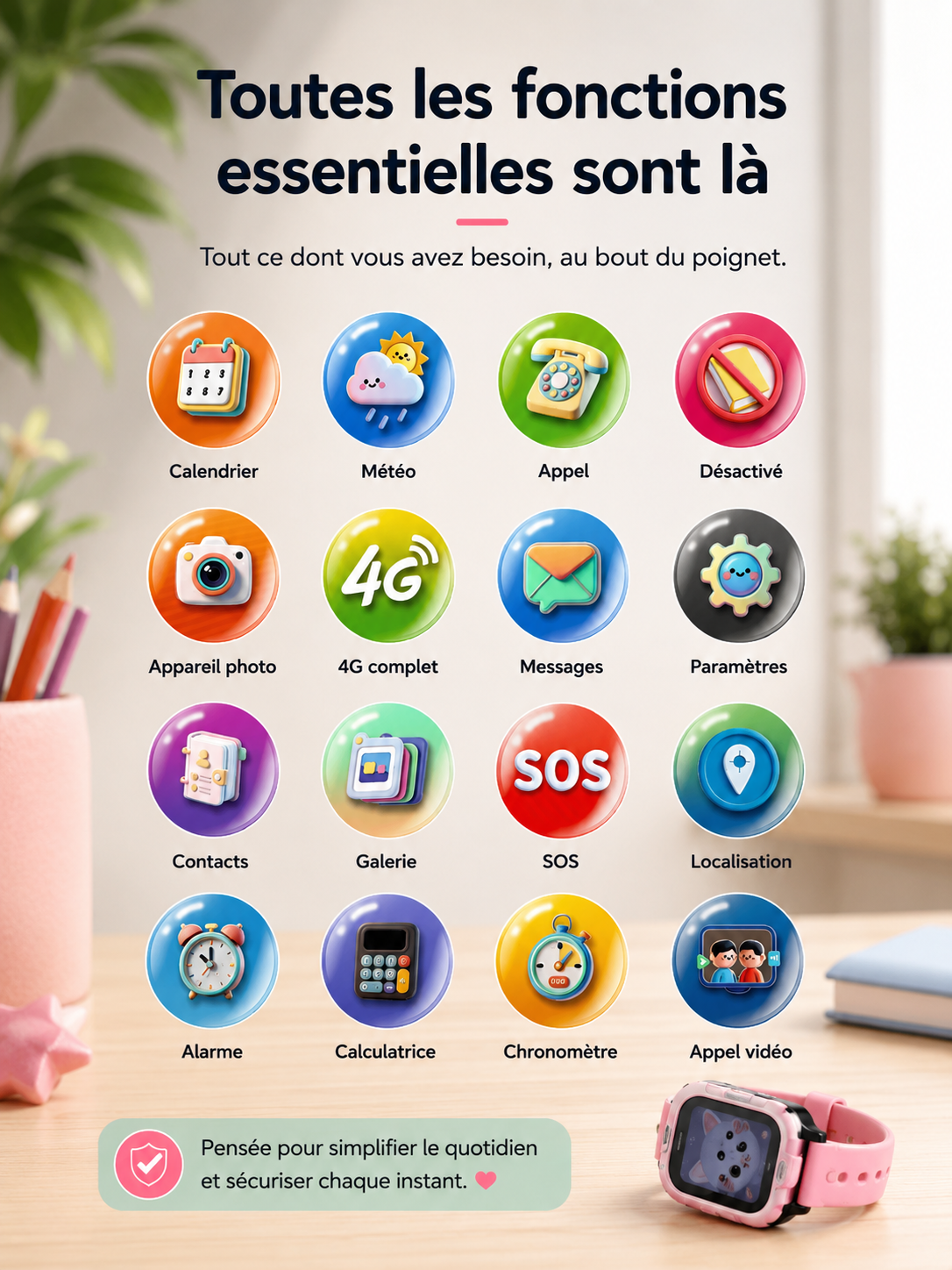 Moon Dream – Montre Connectée Enfant 4G | Batterie 800 mAh, VoLTE HD, GPS & Compatible Monde Entier