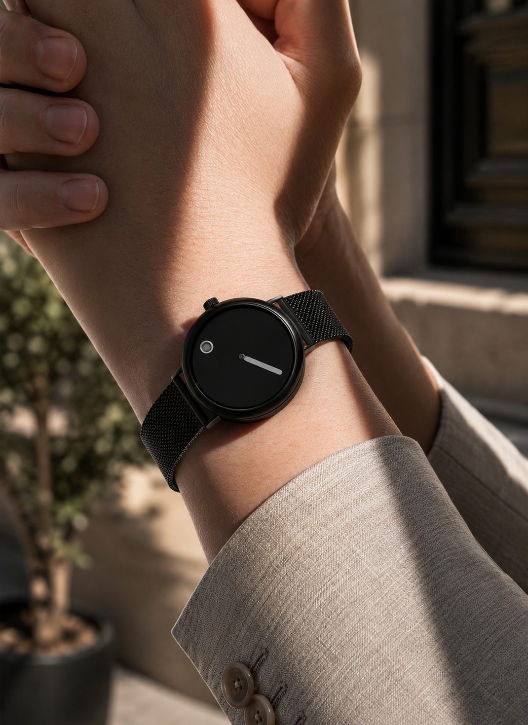 Montre Minimaliste Cadran Dot – Bracelet Acier Mixte | Moon Dream