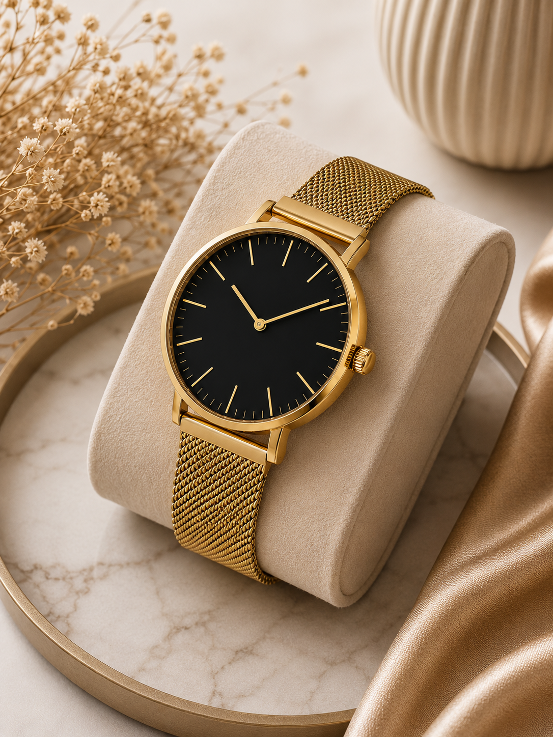 Moon Dream | Montre Ultra-Fine Femme — Bracelet Maille Léopard Quartz Minimaliste Luxe