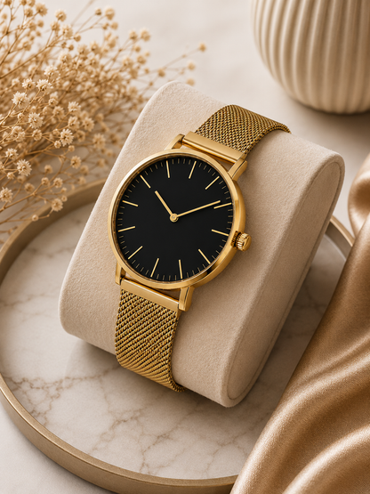 Moon Dream | Montre Ultra-Fine Femme — Bracelet Maille Léopard Quartz Minimaliste Luxe