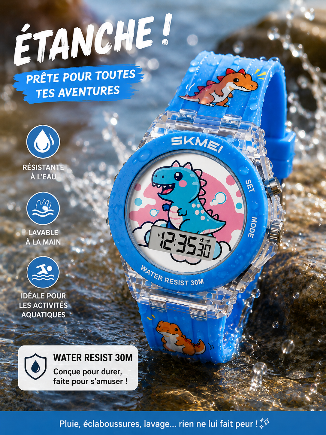 Moon Dream | Montre Digitale Enfant SKMEI 2646 — Cartoon Waterproof 30M Alarme LED Fille & Garçon