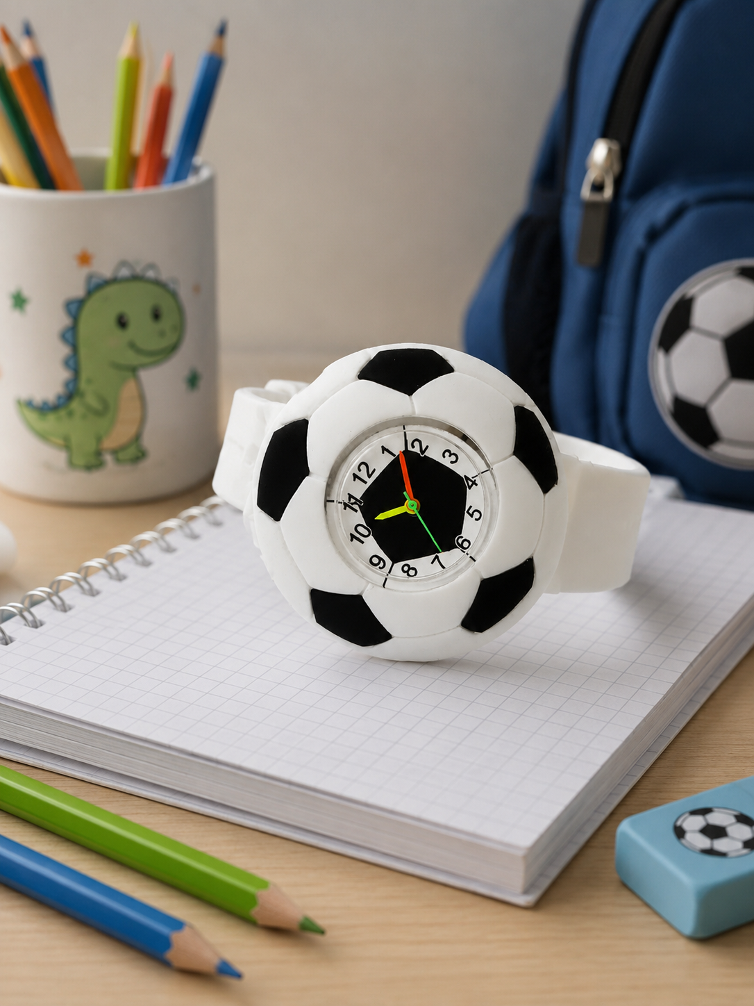 Moon Dream – Montre Enfant Football | Quartz, Cadran Cartoon, Noir ou Blanc