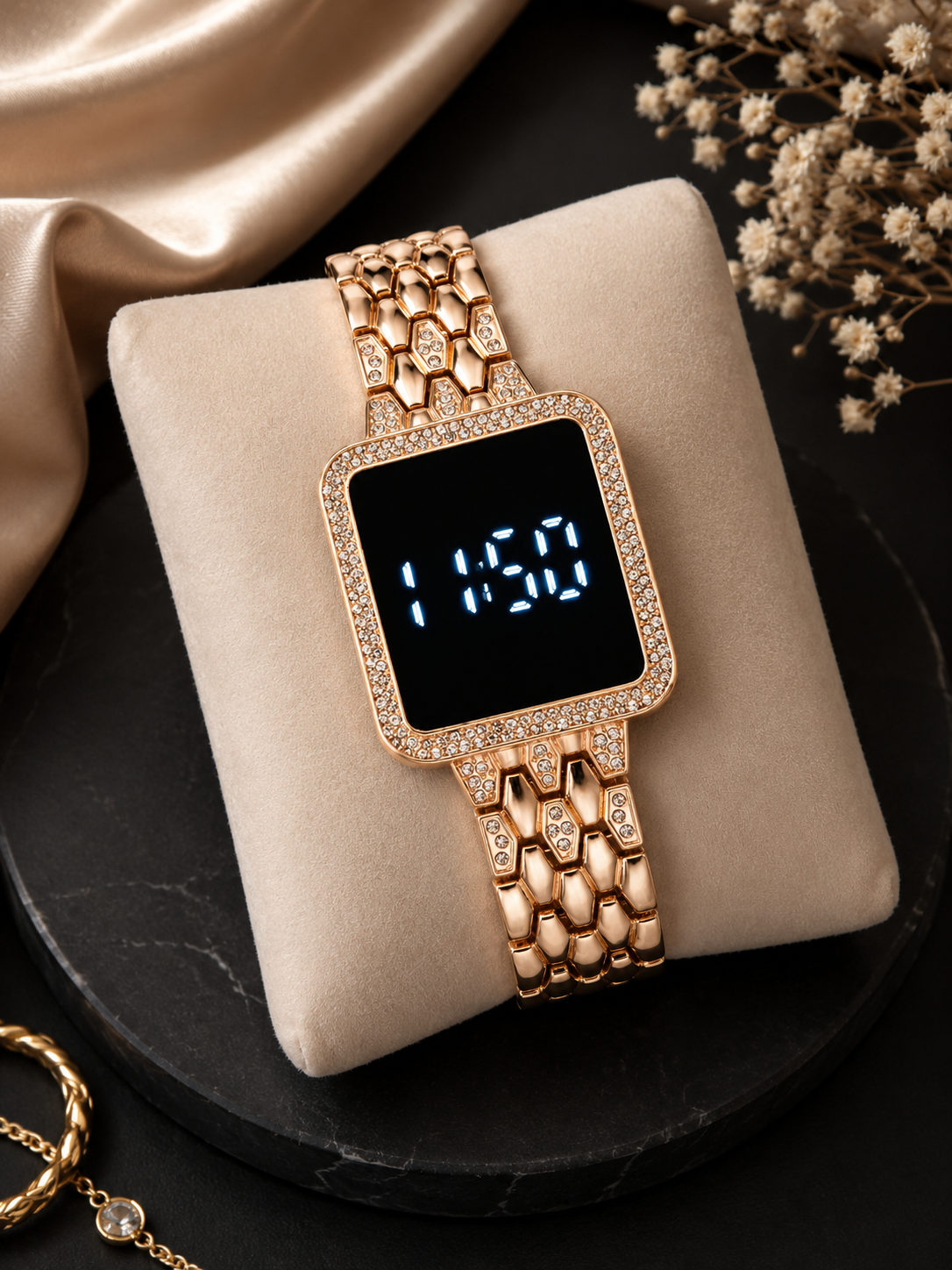 Moon Dream – Montre Digitale Femme Strass | Écran Tactile LED Bracelet Acier