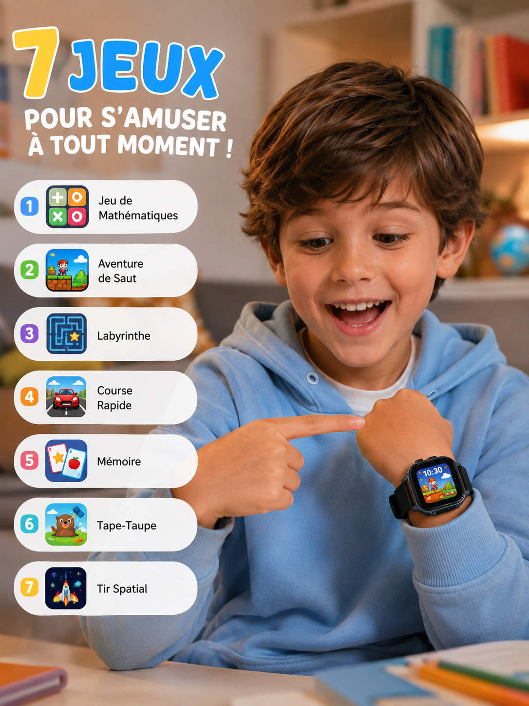 Moon Dream – Montre Connectée Enfant 4G | Batterie 700 mAh, GPS, Appel Vidéo & 7 Jeux Offerts