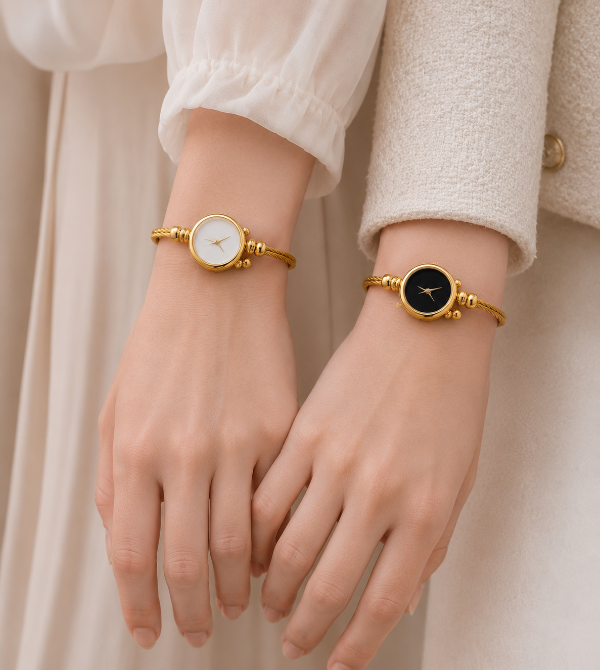 Moon Dream – Coffret Duo Montres Femme Bracelet Doré | Quartz Élégant