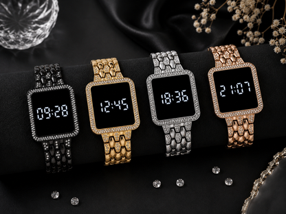 Moon Dream – Montre Digitale Femme Strass | Écran Tactile LED Bracelet Acier