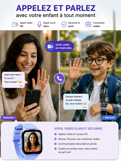 Moon Dream – Montre Connectée Enfant 4G | Batterie 700 mAh, GPS, Appel Vidéo & 7 Jeux Offerts