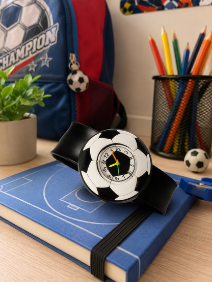 Moon Dream – Montre Enfant Football | Quartz, Cadran Cartoon, Noir ou Blanc