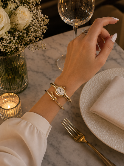 Moon Dream – Montre Femme Mini Luxe Or | Automatique, Verre Saphir, Chiffres Romains