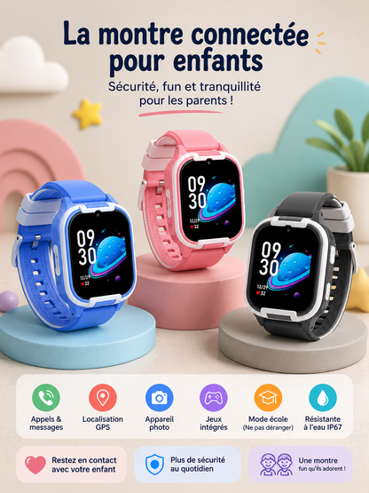 Moon Dream – Montre Connectée Enfant 4G | Fréquence Cardiaque, SpO2, GPS & Appel Vidéo CT24