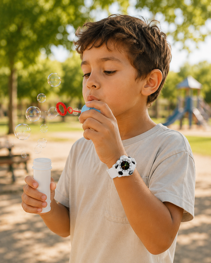 Moon Dream – Montre Enfant Football | Quartz, Cadran Cartoon, Noir ou Blanc