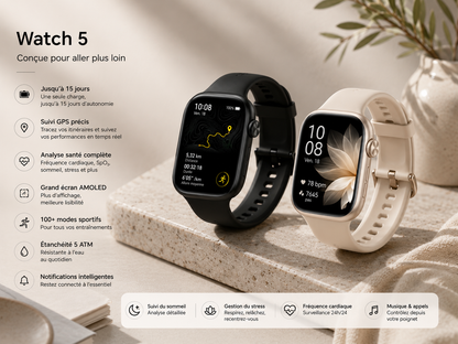 Moon Dream – Montre Connectée Premium | Écran AMOLED 1,85", GPS, 15 Jours, 5ATM+IP68