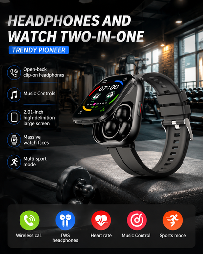 Moon Dream – Montre Connectée 2-en-1 + Écouteurs Open-Back | Écran HD 2,01", Appel Bluetooth, 15 Jours