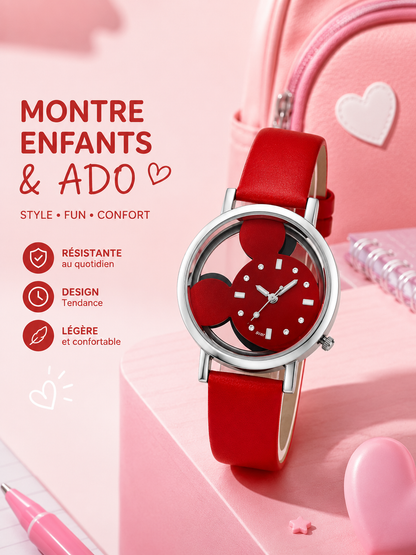 Moon Dream | Montre Cartoon adolescente — Cadran Sans Chiffres Bracelet Cuir Fille & Garçon