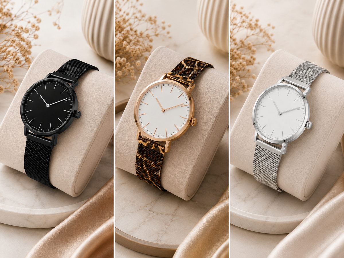 Moon Dream | Montre Ultra-Fine Femme — Bracelet Maille Léopard Quartz Minimaliste Luxe