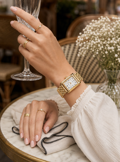 Moon Dream – Montre Femme Mini Luxe | Acier Inoxydable Doré, Mouvement Automatique