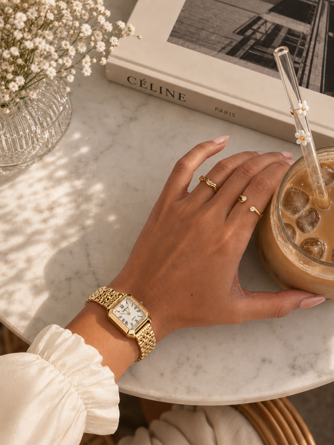 Moon Dream – Montre Femme Mini Luxe | Acier Inoxydable Doré, Mouvement Automatique