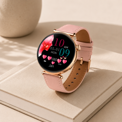 Moon Dream – Montre Connectée Luxe Femme | Écran AMOLED Rond, ECG, IA, Appel Bluetooth