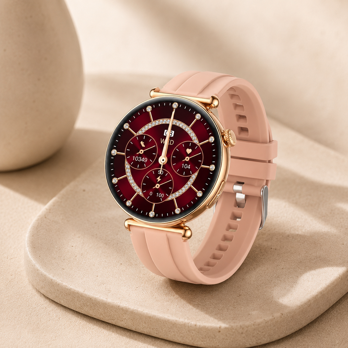 Moon Dream – Montre Connectée Luxe Femme | Écran AMOLED Rond, ECG, IA, Appel Bluetooth